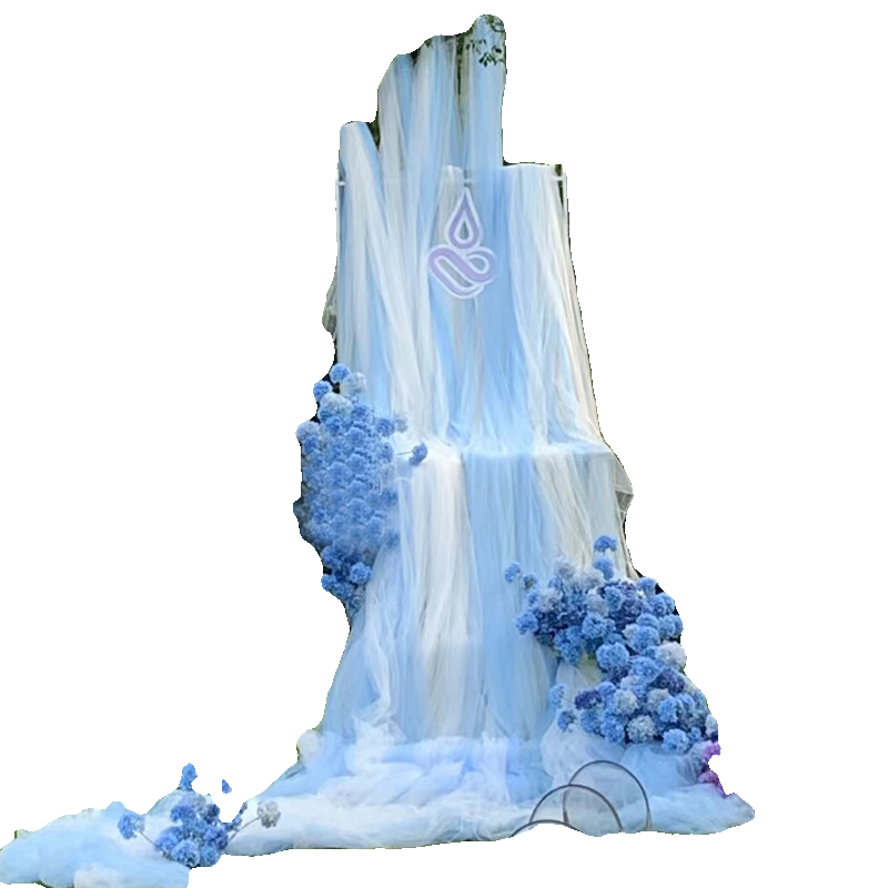 蓝色纱幔户外婚礼商场美陈幼儿园环创布置雾霾蓝瀑布纱网纱欧根纱,淘宝优惠券,粉丝福利购,淘宝优惠卷