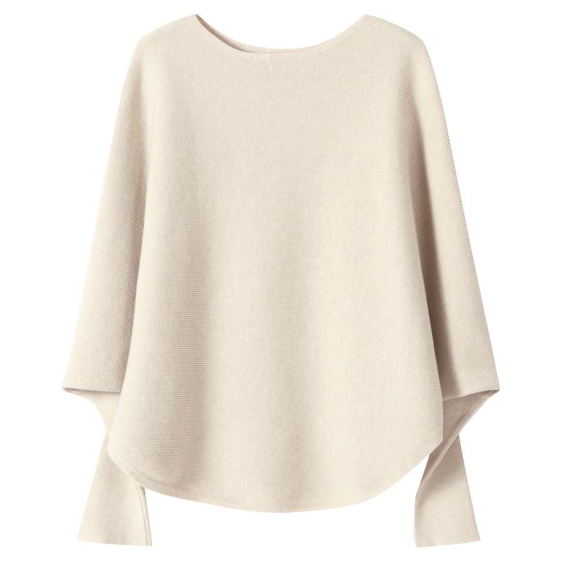 蝙蝠袖宽松上衣套头毛衣女外穿2025新款羊毛针织一字肩时尚打底衫 - 图3