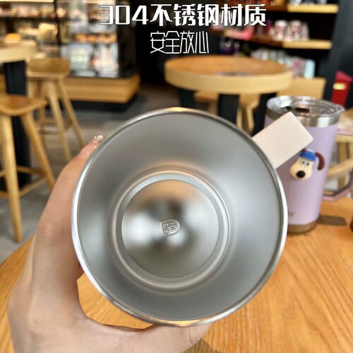 新款tyeso橡树软木底汽车杯直身杯304不锈钢办公杯保温杯马克杯子 - 图1