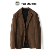 Winter new light Core suede suit jacket mens body Han version trendy Inn Wind Advanced senses Western-style thick Single West