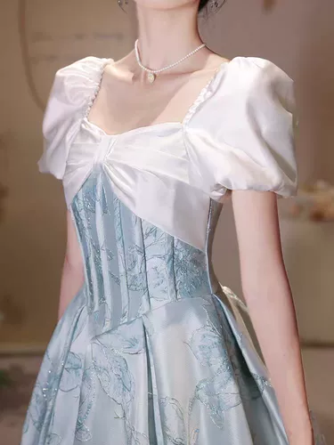 Синее вечернее платье, юбка для школьников, большой размер, открытые плечи