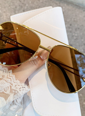 新款双梁方形无框太阳镜男 欧美时尚蛤蟆镜豹子头镜腿潮流墨镜女