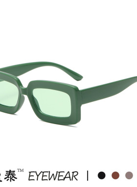 新款复古方框太阳镜 欧美海滩小框眼镜 时尚沙滩果冻色网红墨镜女