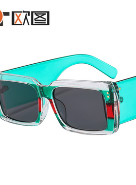 新款欧美流行彩色镶嵌条纹太阳镜时尚个性百搭街拍m墨镜M479