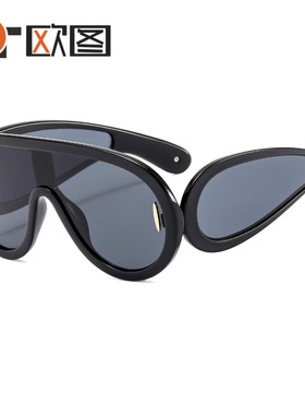 大框连体遮阳太阳镜大脸装饰墨镜欧美男女士夸张个性太阳镜