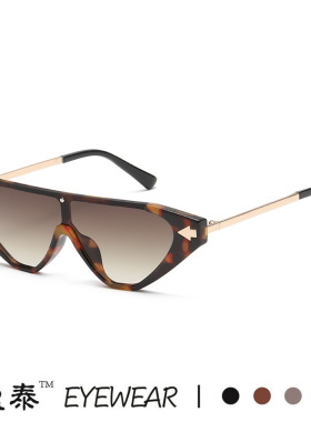 猫眼箭头太阳镜欧美小框连体片时尚太阳眼镜女 ins跨境高级感墨镜