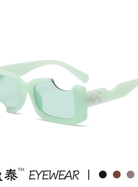 新款欧美个性缺口太阳镜 街拍走秀潮流墨镜跨境时尚男女太阳眼镜