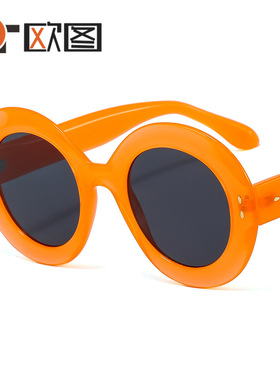 M386圆型大框米钉欧美男女士太阳镜ins网红时尚穿搭出游墨镜