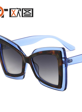 欧图 大框猫眼蝴蝶造型新款太阳镜彩色组合拼色时尚女士跨境墨镜4