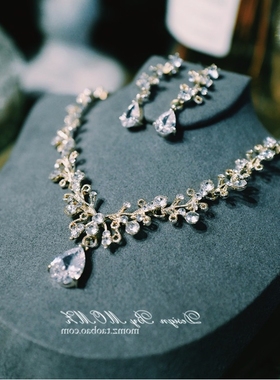 小众银色超仙项链耳环配饰新娘