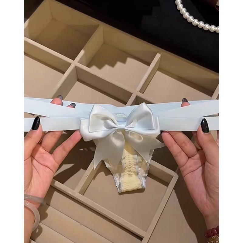 绯色浪漫 性感交叉带子蝴蝶结美臀内裤女纯棉裆可爱女士 - 图2