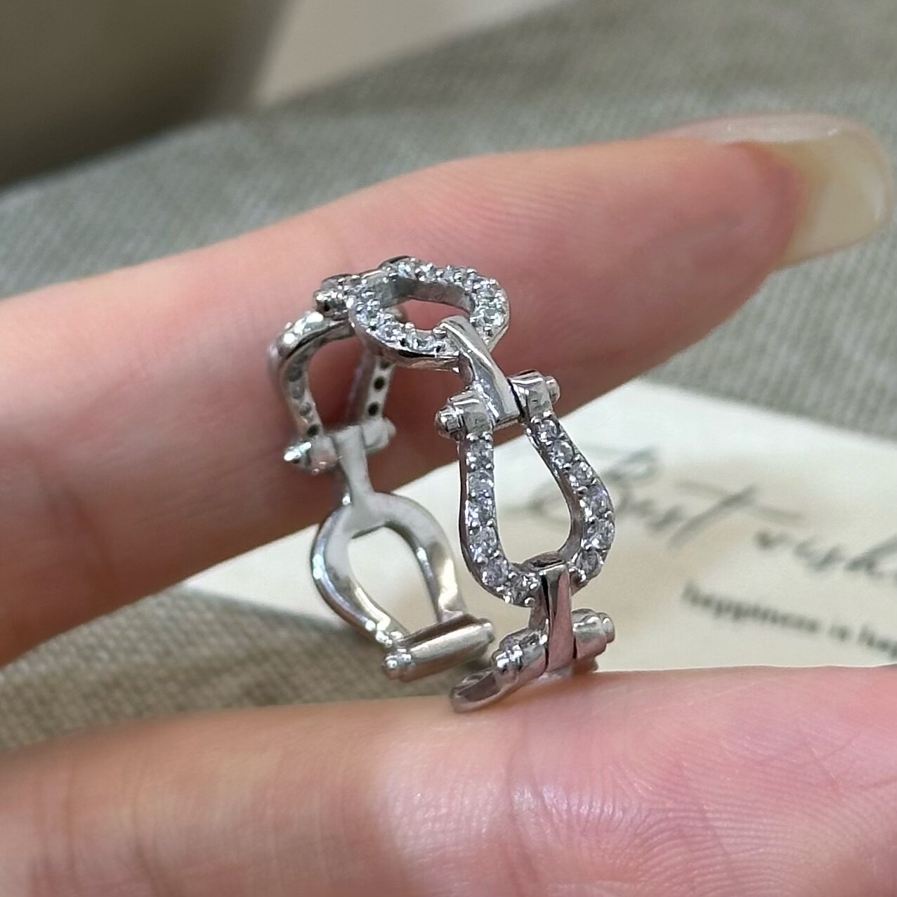 925 silver horseshoe buckle ring for women niche design simple ins simple versatile light luxury high-end sense