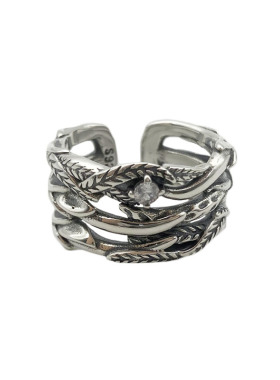 纯银做旧多层活口调节个性女戒