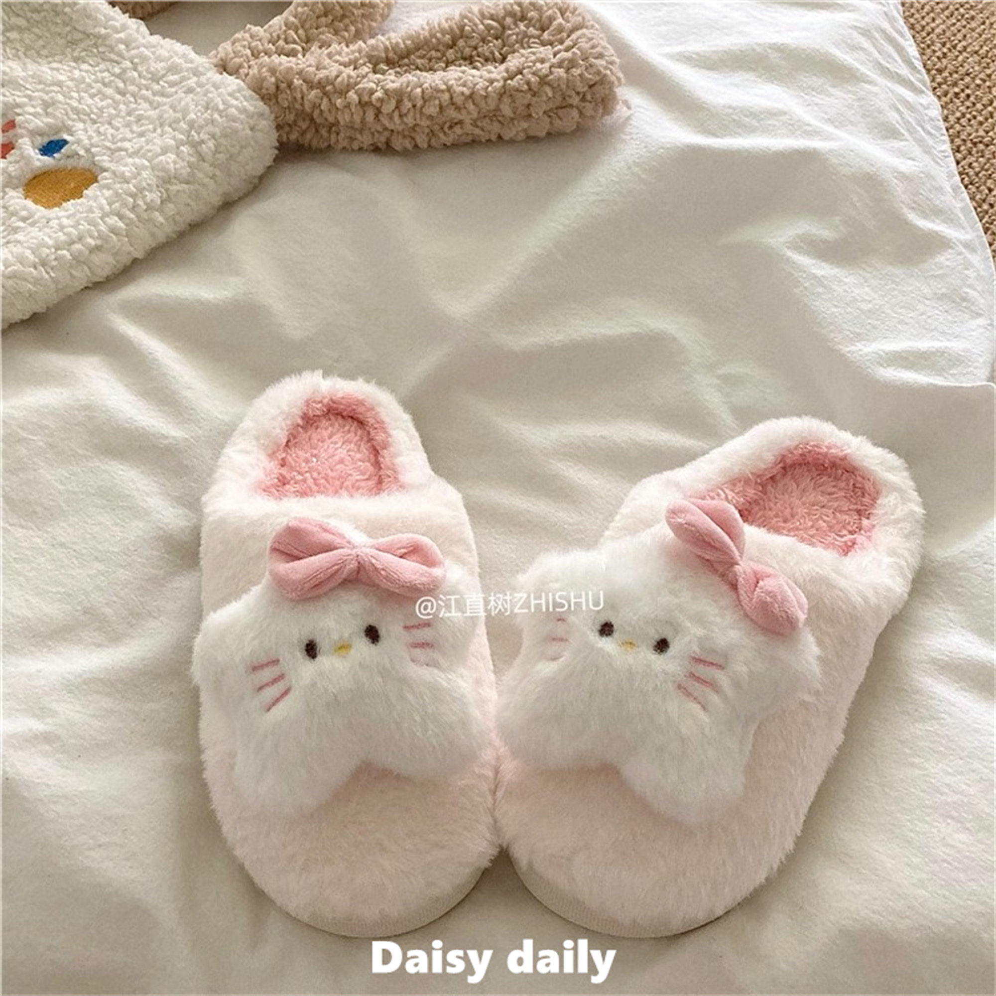 星星小猫~！软萌可爱奶呼呼居家包头棉拖鞋女ins冬季保暖毛毛拖鞋,淘宝优惠券,粉丝福利购,淘宝优惠卷