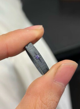 古着六芒星拉丝情侣戒指男女对戒小众设计气质对戒