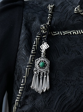 民族风新款婚礼演出订婚蒙古袍配饰发挂胸挂多用镀银流苏发饰礼物