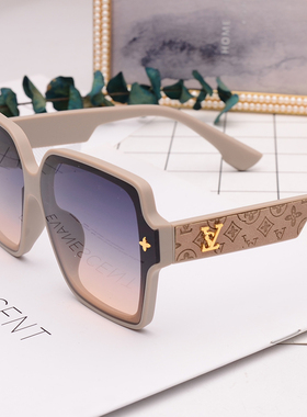 防晒小框粉色女士印花墨镜