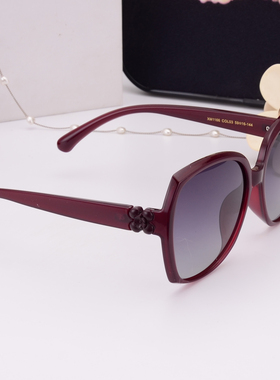 立体花红色大框修脸偏光墨镜新款