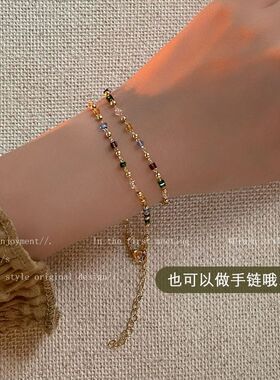 彩色水晶串珠项链小清新简约ins