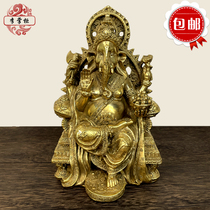 Brass Home India Large number of pure bronze Elephant heads Divine Mercy Thailand honors Decorative Wealth Wisdom Elephant bronze Buddha statue