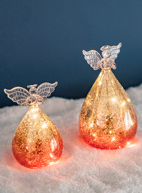 圣诞装饰天使玻璃灯桌面小摆件