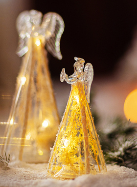 圣诞天使玻璃灯发光装饰摆件