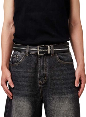 Papr 25ww Zipper Belt 洗水纳帕牛皮拉链腰带做旧金属皮带