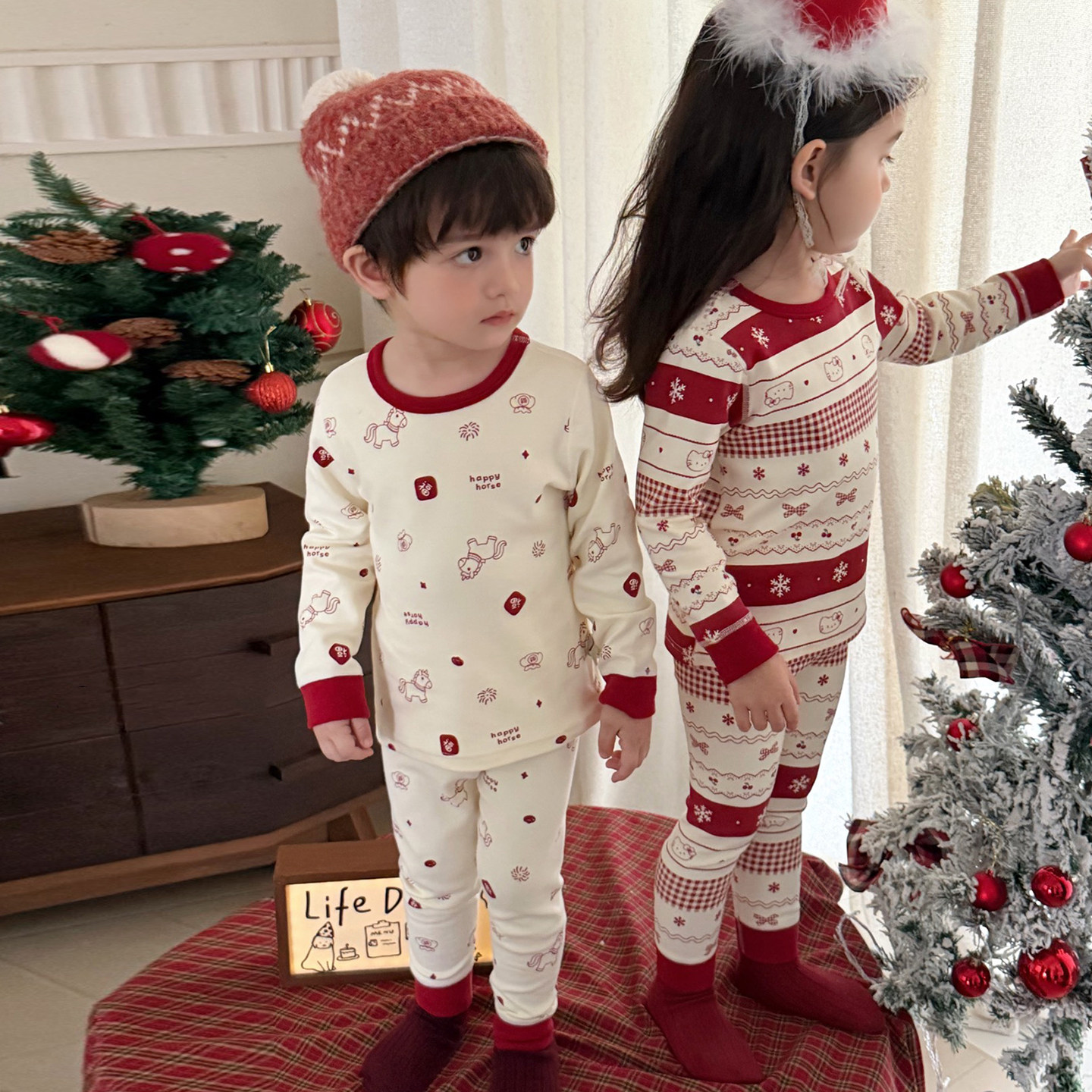 新年儿童红色秋衣秋裤纯棉A类男女童本命年内衣套装全棉小孩睡衣,淘宝优惠券,粉丝福利购,淘宝优惠卷