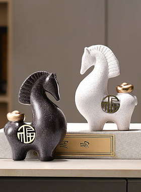 轻奢黑马马上有钱装饰摆件