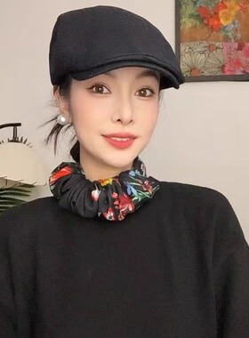 黑色明星同款丝巾小方巾