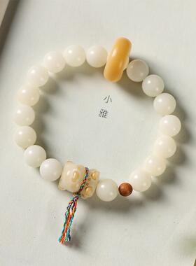 炭烧奶糖幸运小熊手串菩提根手链女生好运萌熊白玉菩提小可爱手绳