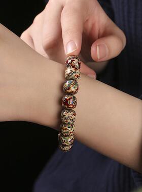 国潮古风非遗文化大漆珠老型珠单圈手串男女款多种款式挑选手串