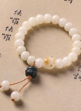 可爱猫咪DIY炭烧菩提小猫爪猫咪奶豆原创白玉菩提绕指柔文玩手串