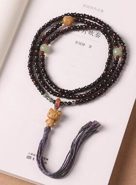 小叶紫檀竹节【如竹】项链女士编织和田玉菩提弥勒檀香凯蒂猫手串