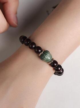 小叶紫檀DIY手工编织复古女木质森系小猫爪复/小松果原创单圈情侣