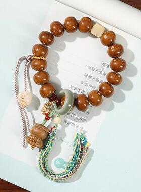 五鼠运财紫金鼠菩提念珠DIY国潮民族风手工编麻绳打坐可爱熊手串