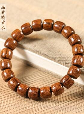 原创老料级巴布亚贡木满龙鳞沉香手串清香味老型桶珠手链男女同款