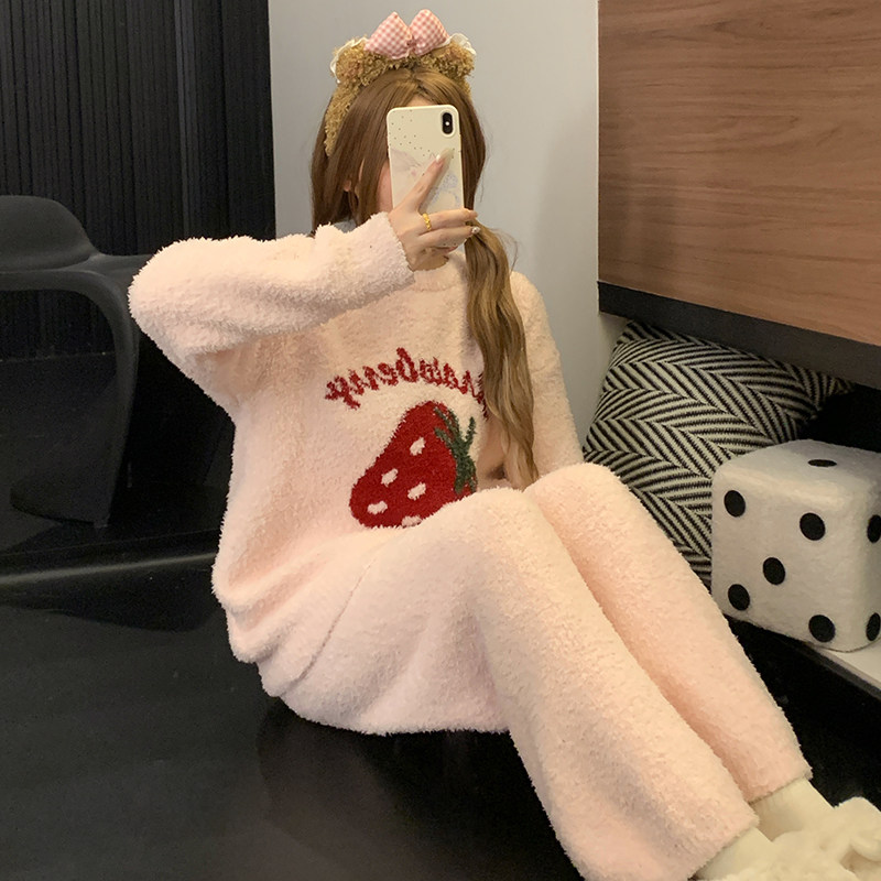 半边绒睡衣女冬季2025新款加绒加厚可外穿法兰绒保暖居家服女套装,淘宝优惠券,粉丝福利购,淘宝优惠卷