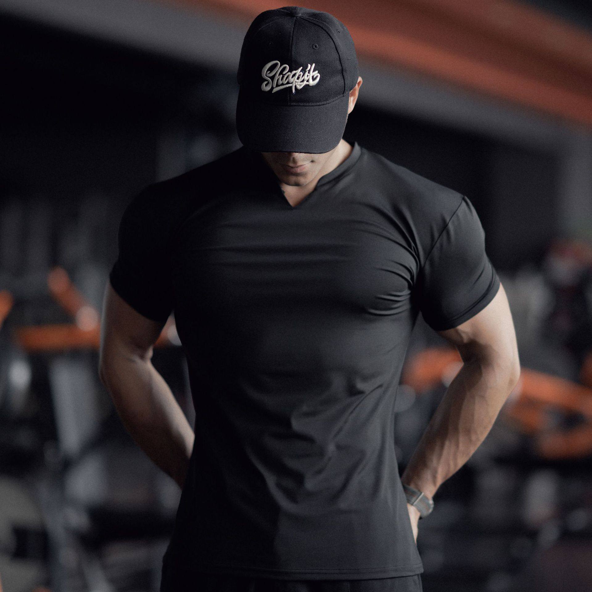 运动短袖男t恤2025新款显肌肉身材收袖口健身V领紧身冰感速干上衣,淘宝优惠券,粉丝福利购,淘宝优惠卷