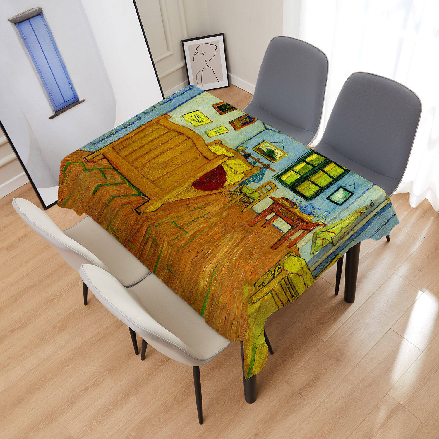 网红ins梵高油画欧式耐脏桌布学生宿舍书桌台布客厅茶几餐桌桌布