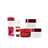 L'Oreal, разглаживающий крем для глаз, ночной крем, восстанавливающее очищающее молочко, комплект, против морщин, 5 шт