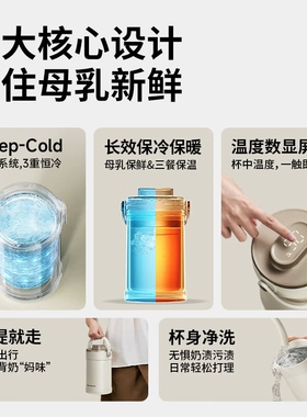 小白熊母乳保鲜杯背奶包冷藏上班便携保温箱蓝冰妈咪储奶HL-3056