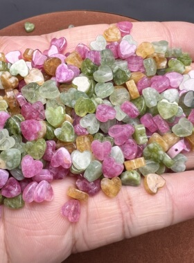 批发彩色碧玺爱心形裸石戒面6x2.5mm颜色美丽diy小配件散珠饰品