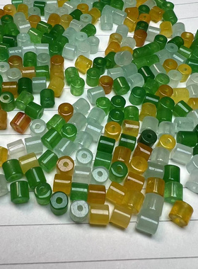 冰翠三彩冰透手工配件散珠包邮
