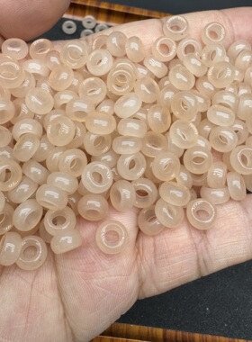 金丝玉藕粉色大孔圆环跑环串珠多圈手链玉石手串挂链隔片算盘珠