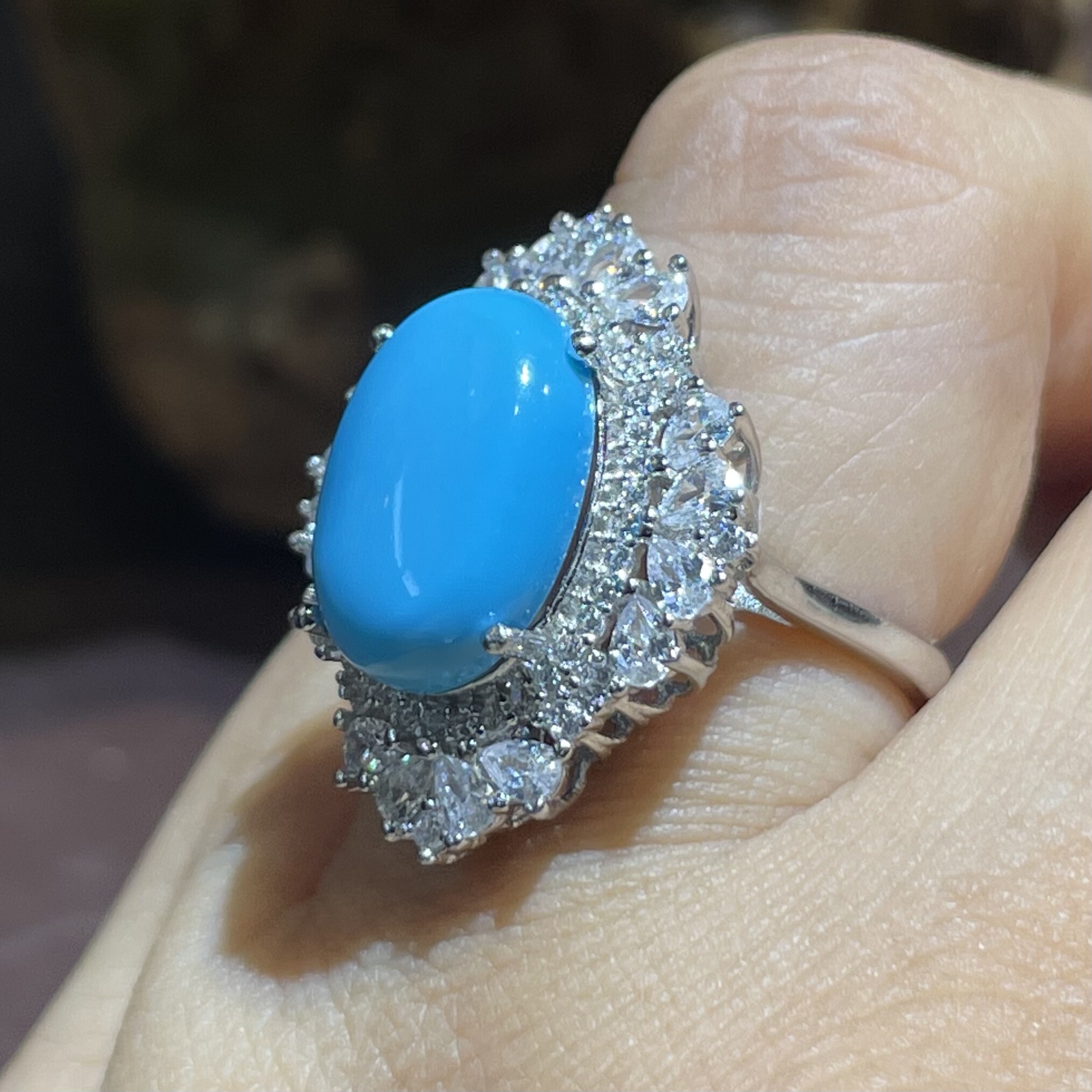 天然美国睡美人蓝松戒指925银镶嵌送女友送闺蜜礼物 - 图1