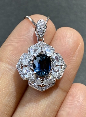 天然蓝宝石吊坠送女友送闺蜜大气优雅