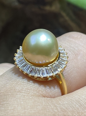 天然海水南洋金珍珠戒指送女友送闺蜜礼物