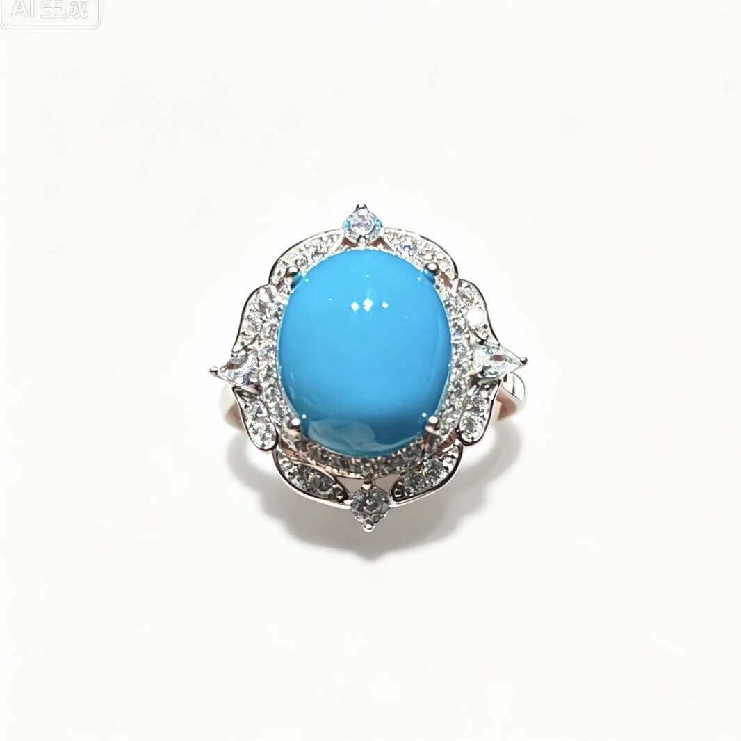 Natural American Sleeping Beauty Blue Pine Egg Ring