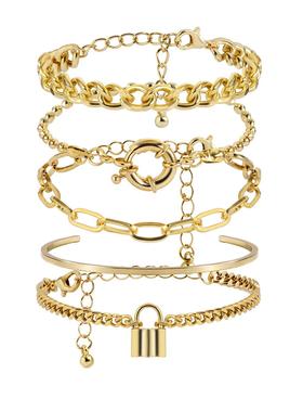 Women Bohemian Punk Cuban Chain Bracelets Set 朋克嘻哈风手链